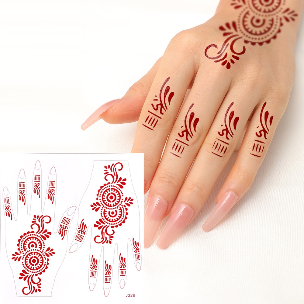 [Ready Stock] Henna Tattoo Stickers for Hand Indian Brown / Red Henna