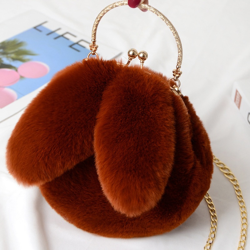 Soft cute Women's Plush Shoulder Bag Fur Crossbody Bag practical Rabbit Ear  Soft Fur Crossbody Bag