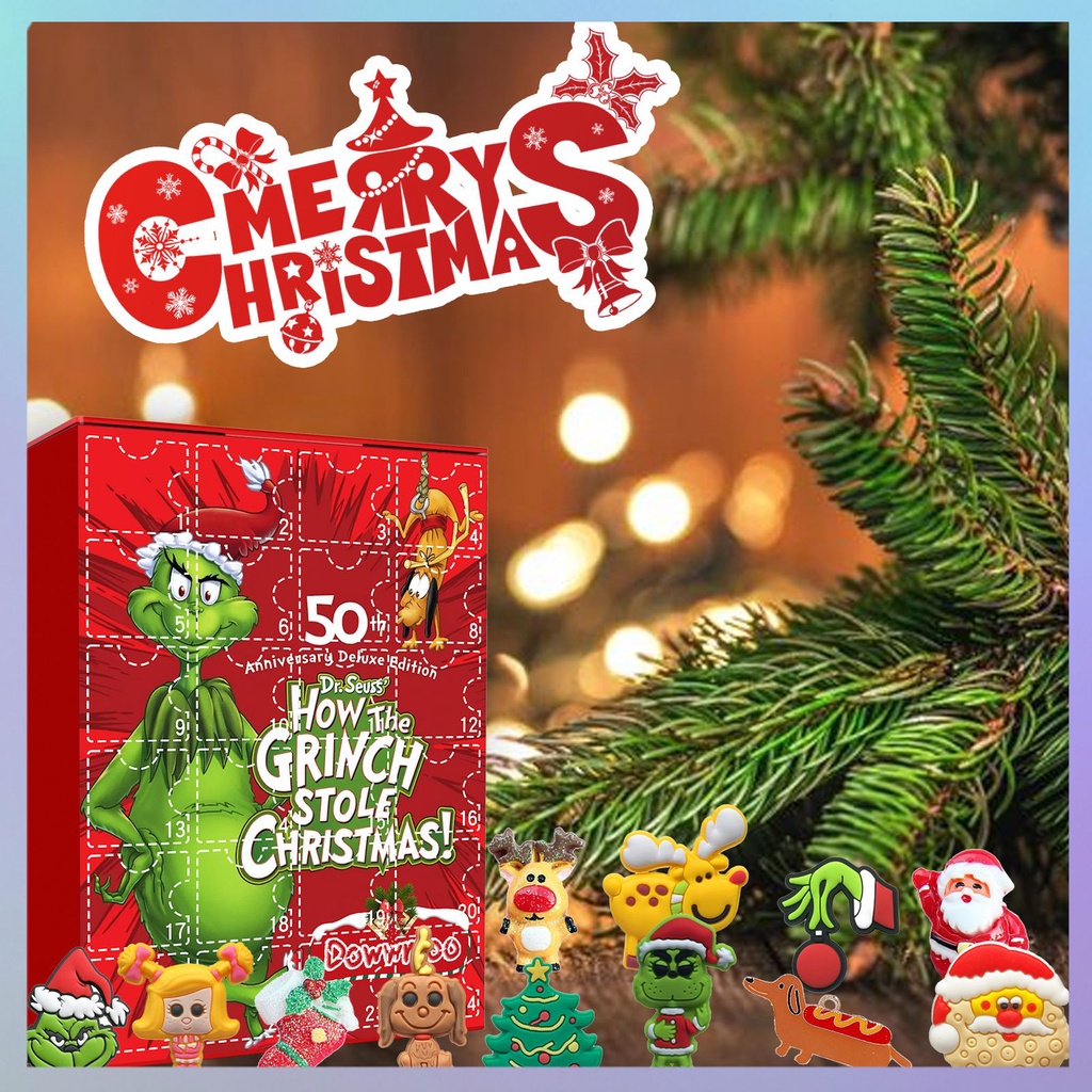 Aubte Grinch Scary Blind Box 24 Countdown Calendar Blind Box Holiday ...