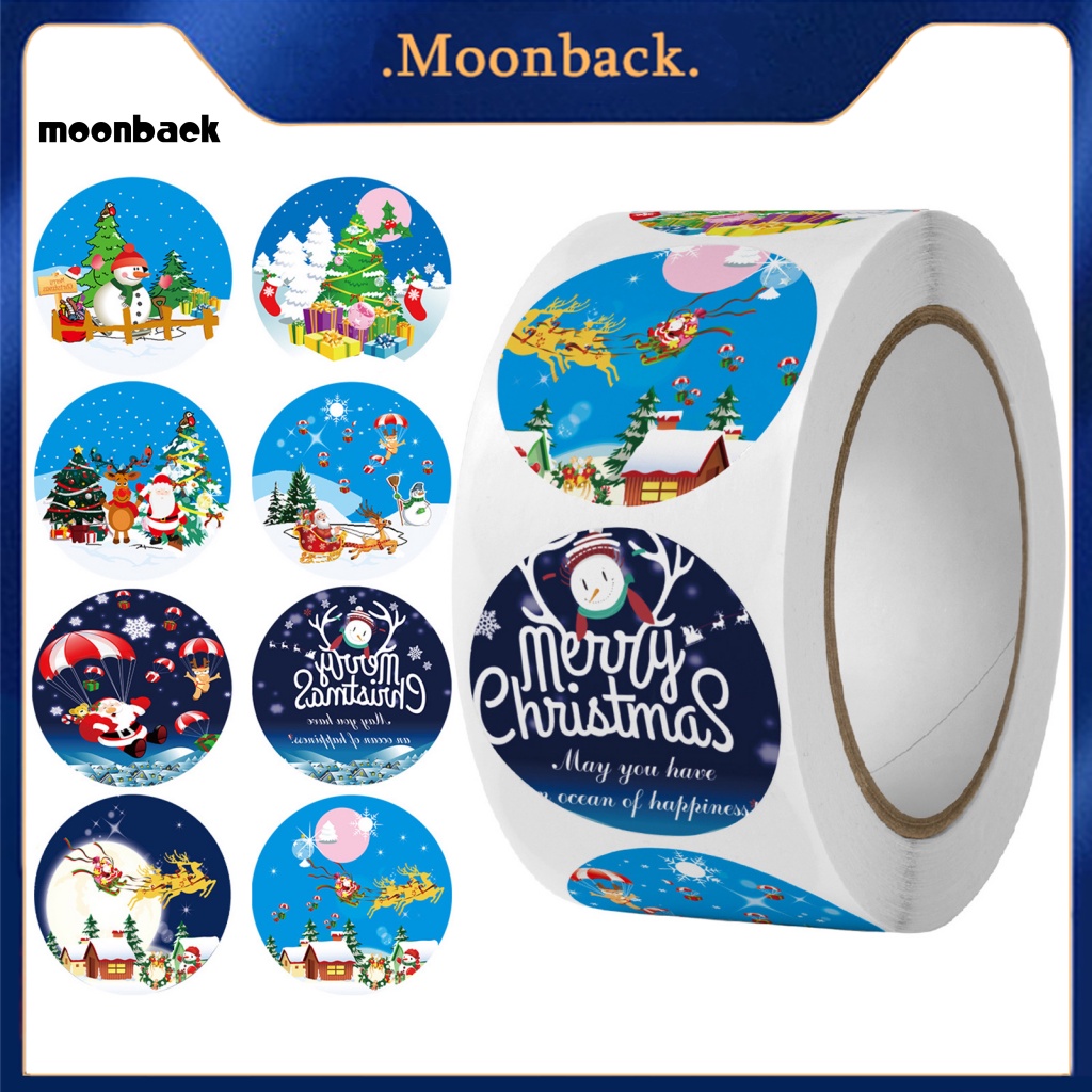 1 Roll Widely Applied Stickers Roll for Christmas Round Christmas Day ...