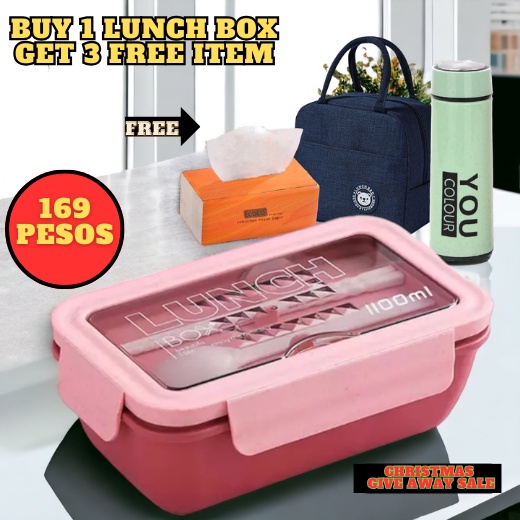 Buy 1 LunchBox Get Free 3 Gift Items 1100ml Japanese-style Lunch Box