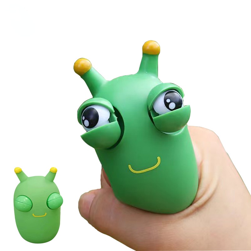 MIC Funny Eyeball Squeeze Toy Green Eye Caterpillar Pinch Toys Kids Stress Relief Fidget Toy