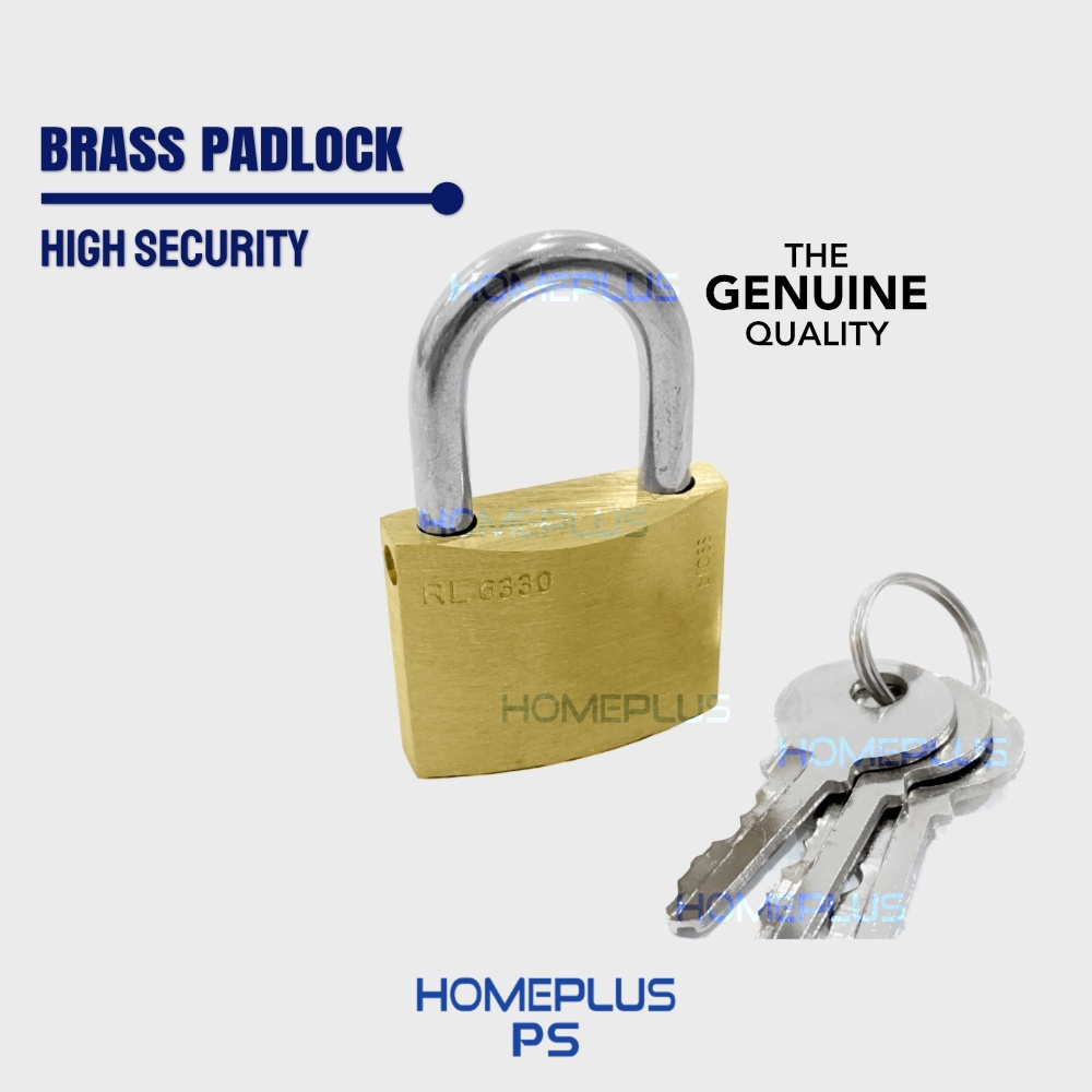 Homeplus Brass Padlock Pad Lock Key Gate Door Outdoor Indoor Luggage ...