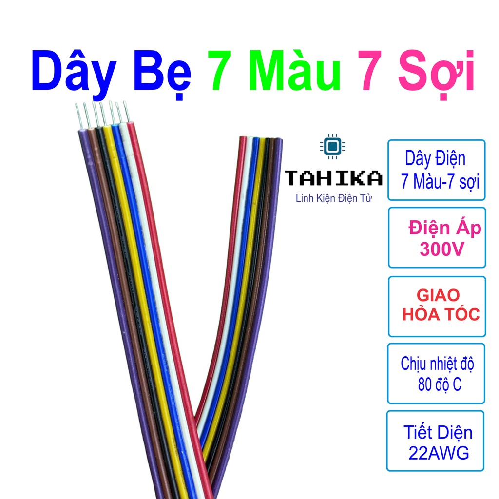 7-strand Multi-Colored Sheath Wire 22AWG 300V - TAHIKA Electronic ...