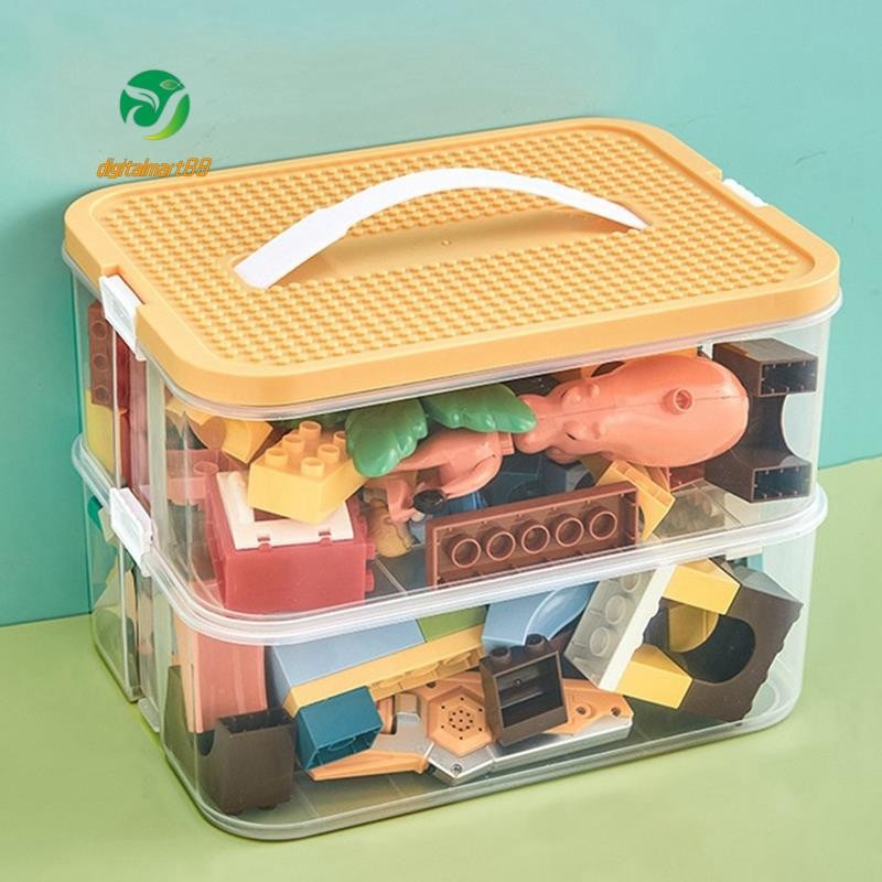 Building Blocks Toys Storage Box for Lids Brick Shaped Plastic Kids Bin ...