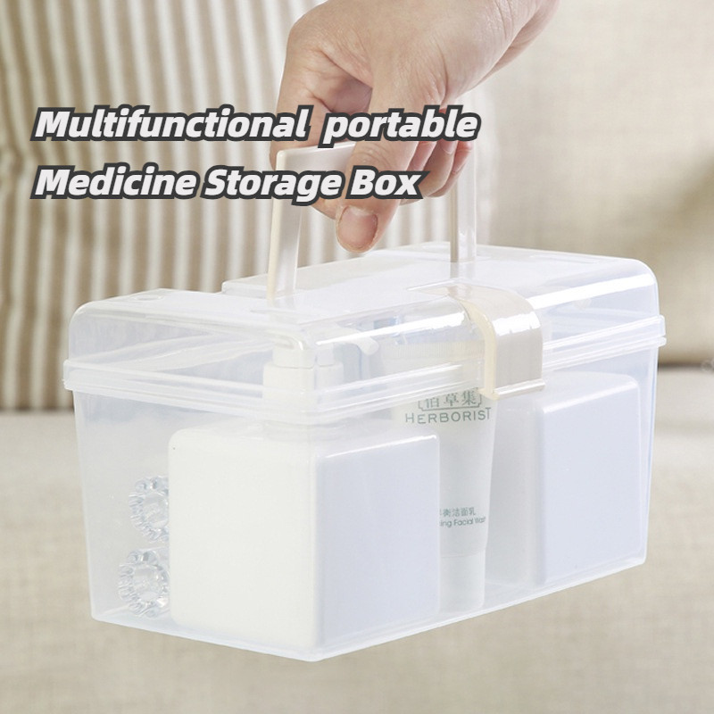 Transparent Large Medicine Storage Box Plastic Portable First Aid ...