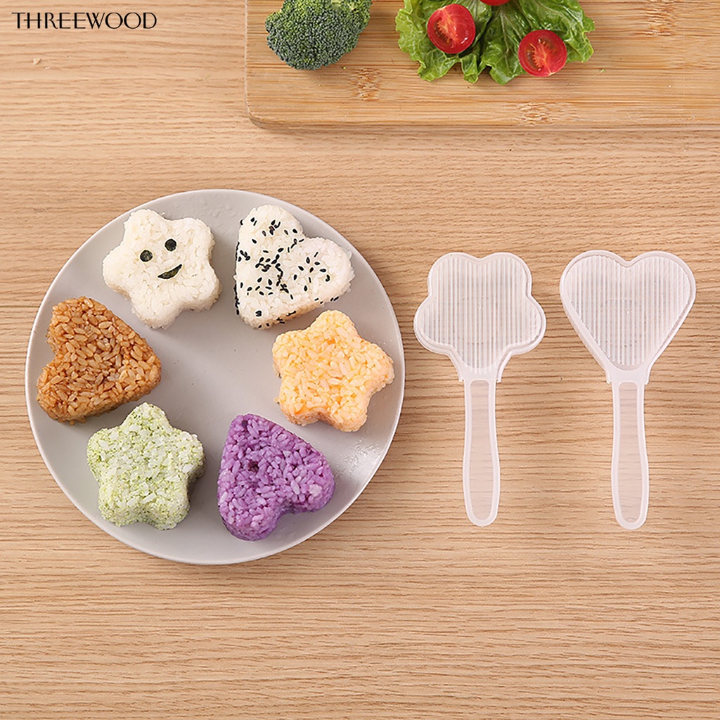 TWK-1 Set Rice Ball Molds Healthy And Safety Flower Shape Heart Shapes ...