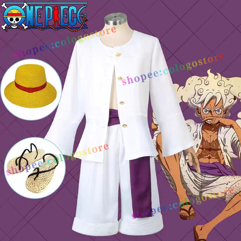 Gear 5 Nika Luffy Cosplay Costume Adult Kid Clothes Top Pants Hat Shoes ...