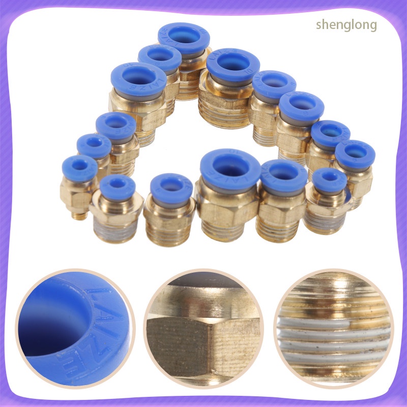 Straight Push Connector Pneumatic Quick Pushin Fittings Threaded