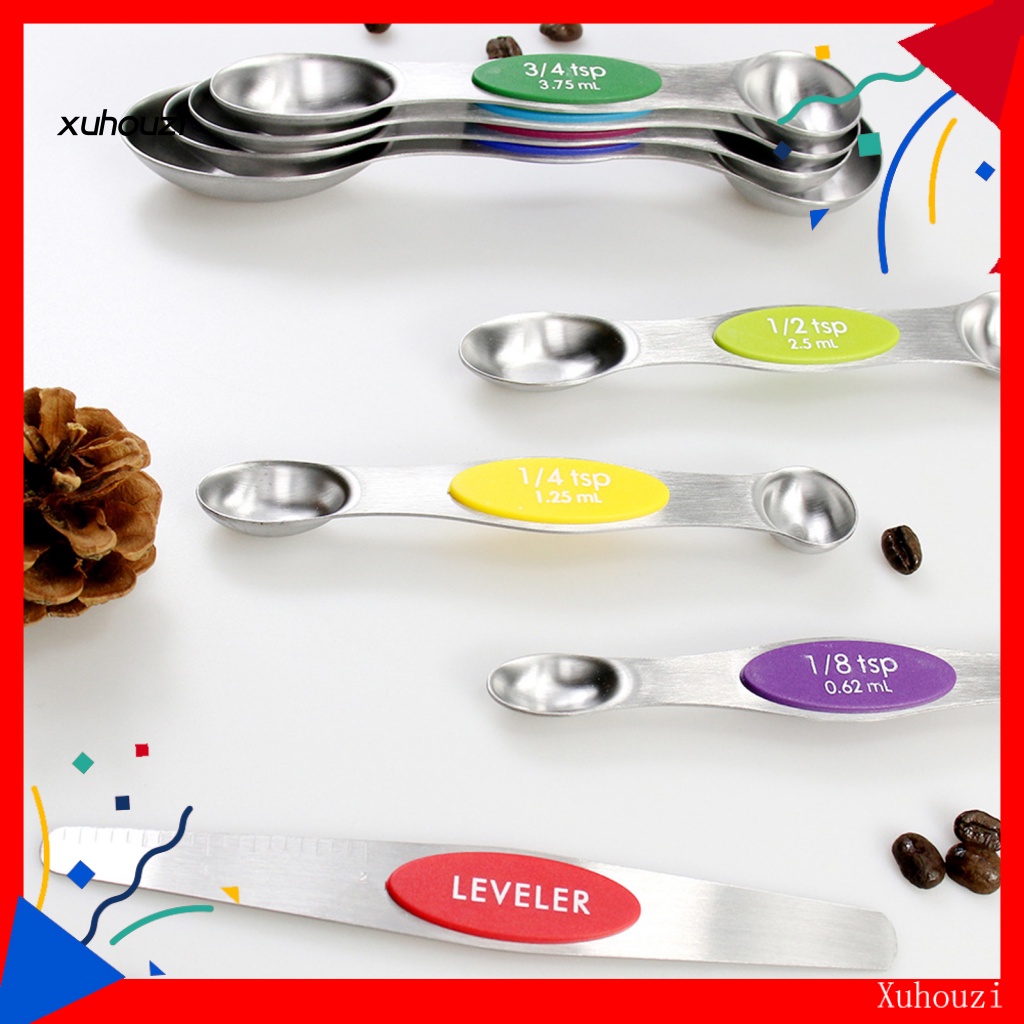 XZ 1 Set Magnetic Measuring Spoon Double-heads Stainless Steel