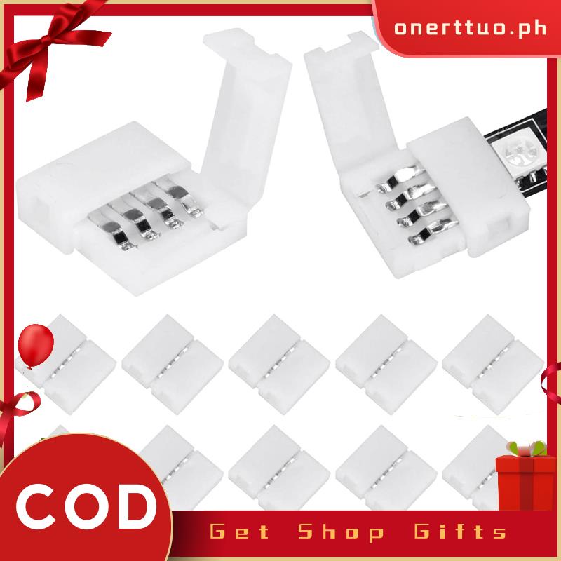 COD 50Packs 4-Pin RGB LED Light Strip Connectors 10mm LED Strip Gapless ...
