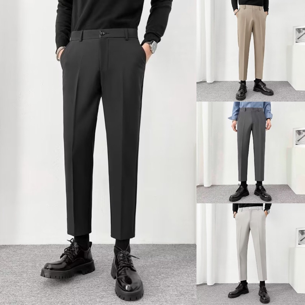 Cabin Fashion Office Formal Wear Plain Ankle Cut Black Men's Suit