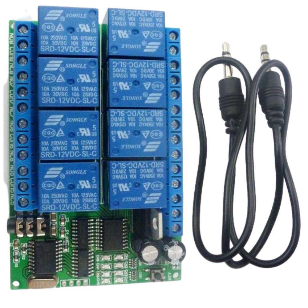 AD22A08 DC 12V 8 Channels DTMF Relay Module MT8870 Audio Decoder Phone ...