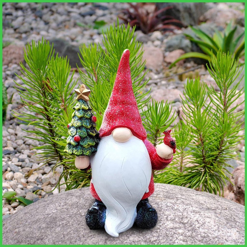 Garden Gnomes Outdoor Funny Outdoor Gnome Holding Christmas Tree Weatherproof Outdoor Christmas