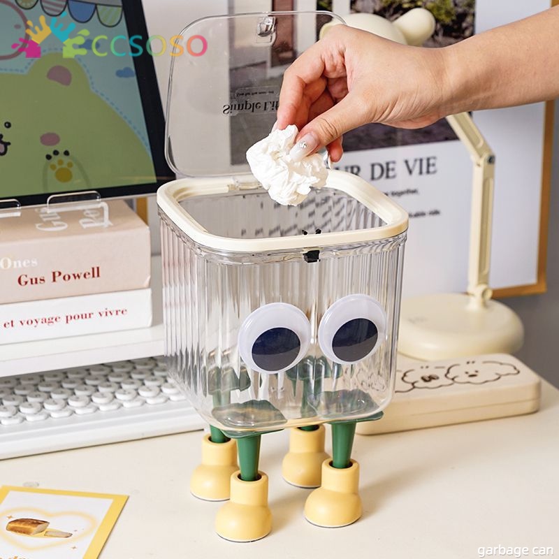 Ins Simple and Transparent Desktop Small Trash Can Student Desk ...