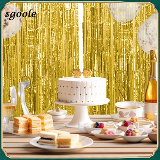 2/4pcs 2m Gold Aluminium Foil Streamers Party Decorations Fringe Curtain  For Birthday Party Streamers Decorations