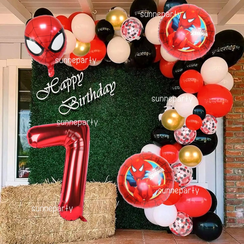 Marvel Spiderman Balloons Set 32inch Number Balloon Garland Arch Kit ...