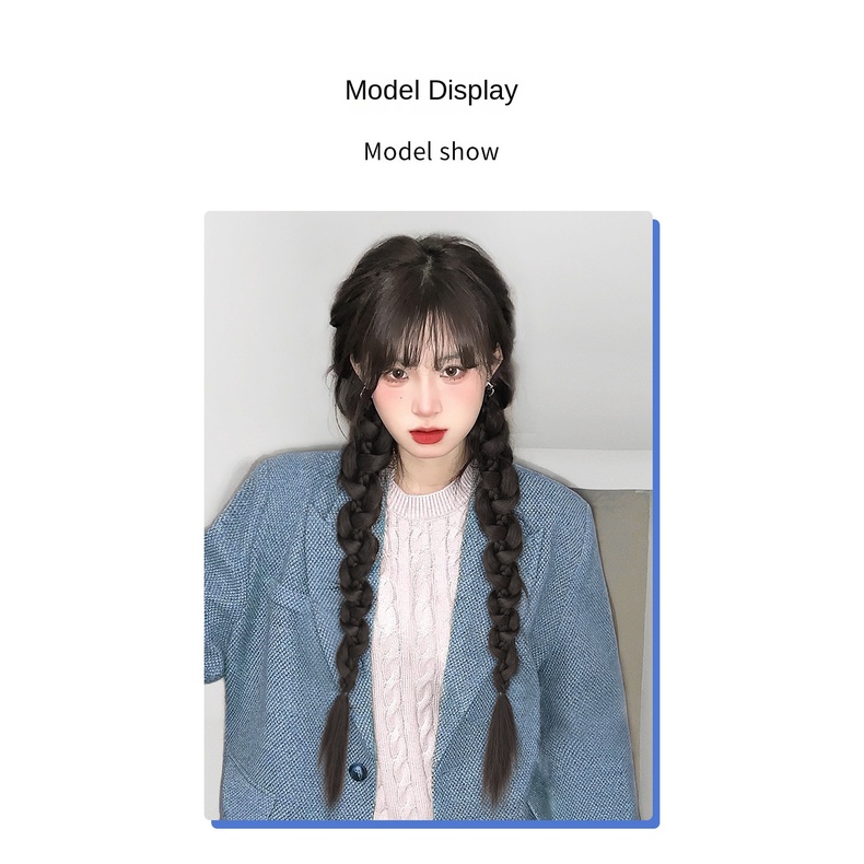 Wig Braid Female Natural Irregular Double Ponytail Fashion Age-Reducing ...