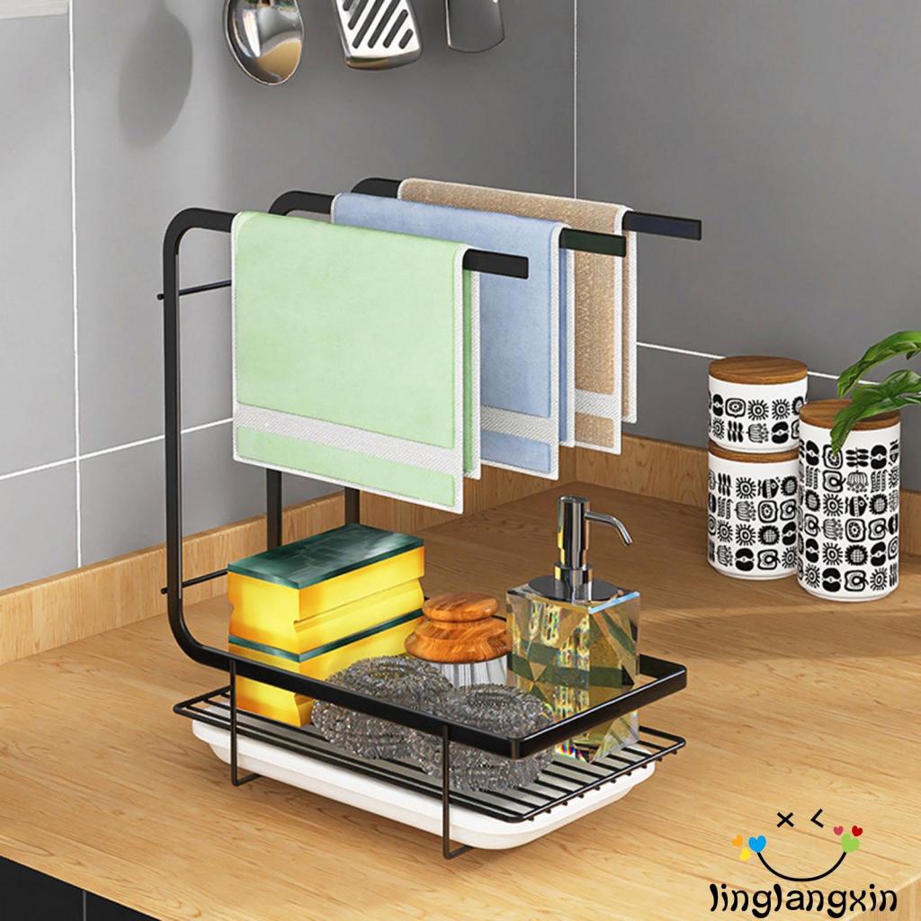 LLXKitchen Caddy Sponge Holder with Dishcloth Drying Rack Dish Rag