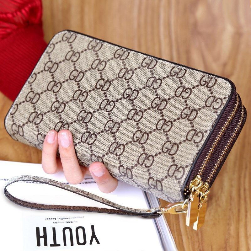 Wallet for Women Ladies Double Zipper Big Coin Purse Long Leather ...