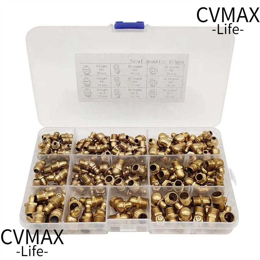 CMAX 135Pcs Hydraulic Grease, Straight 45 Degree Grease Nipple, Zerk