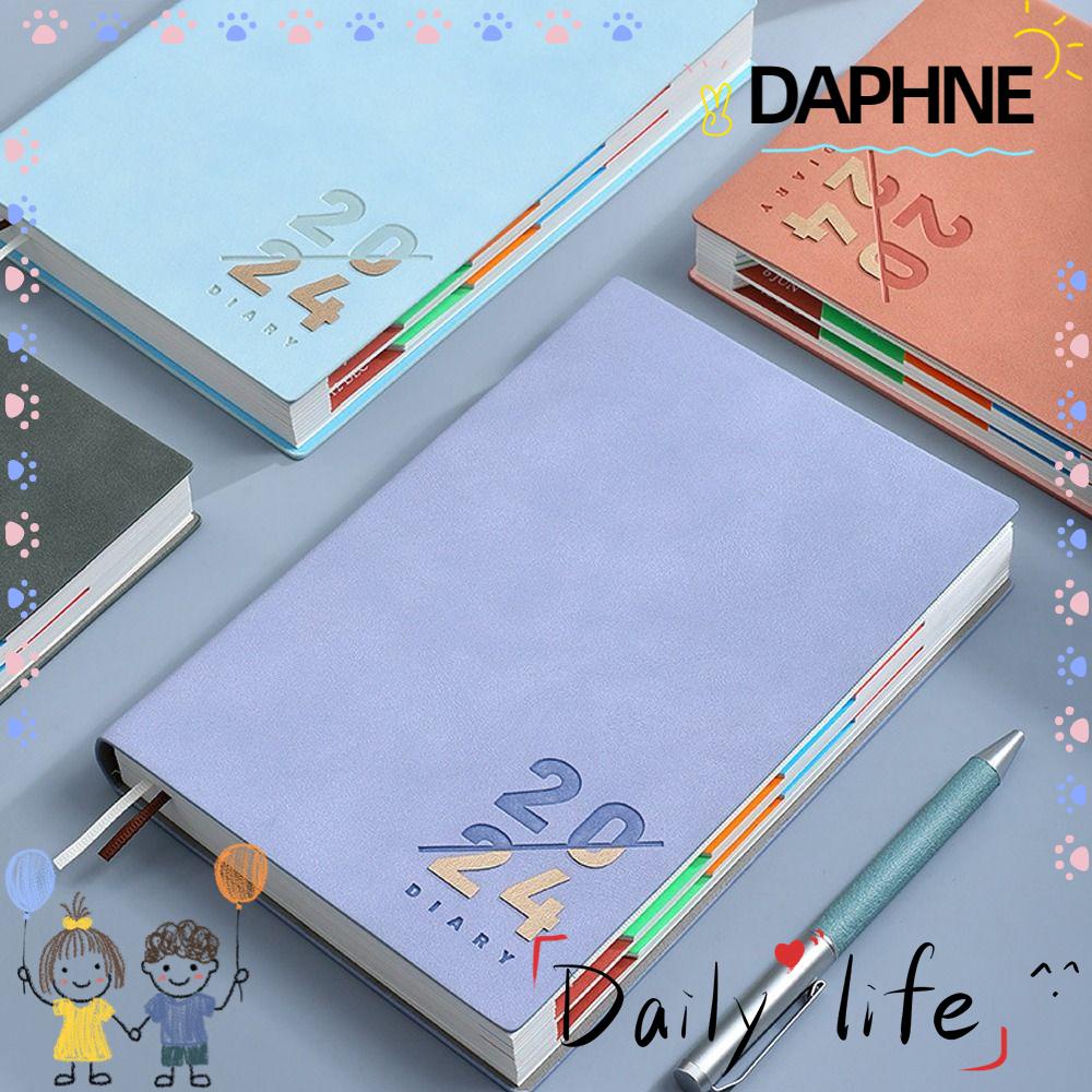 DAPHNE 2024 Agenda Book, Stationery PU Leather Calendar Book, A5 Daily