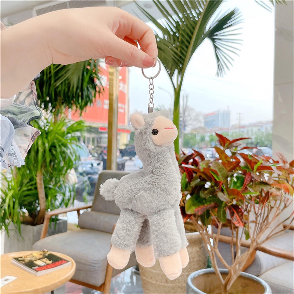 Lovely Alpaca Plush Toy Cute Alpaca Pendant Soft Stuffed Sheep Llama Animal Little Doll Bag Charm Keychain 18cm Shopee Philippines