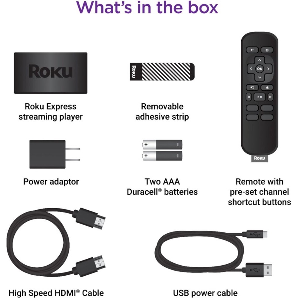♟Roku Express 3930 HD Streaming Media Player with HDMI Cable and Remote