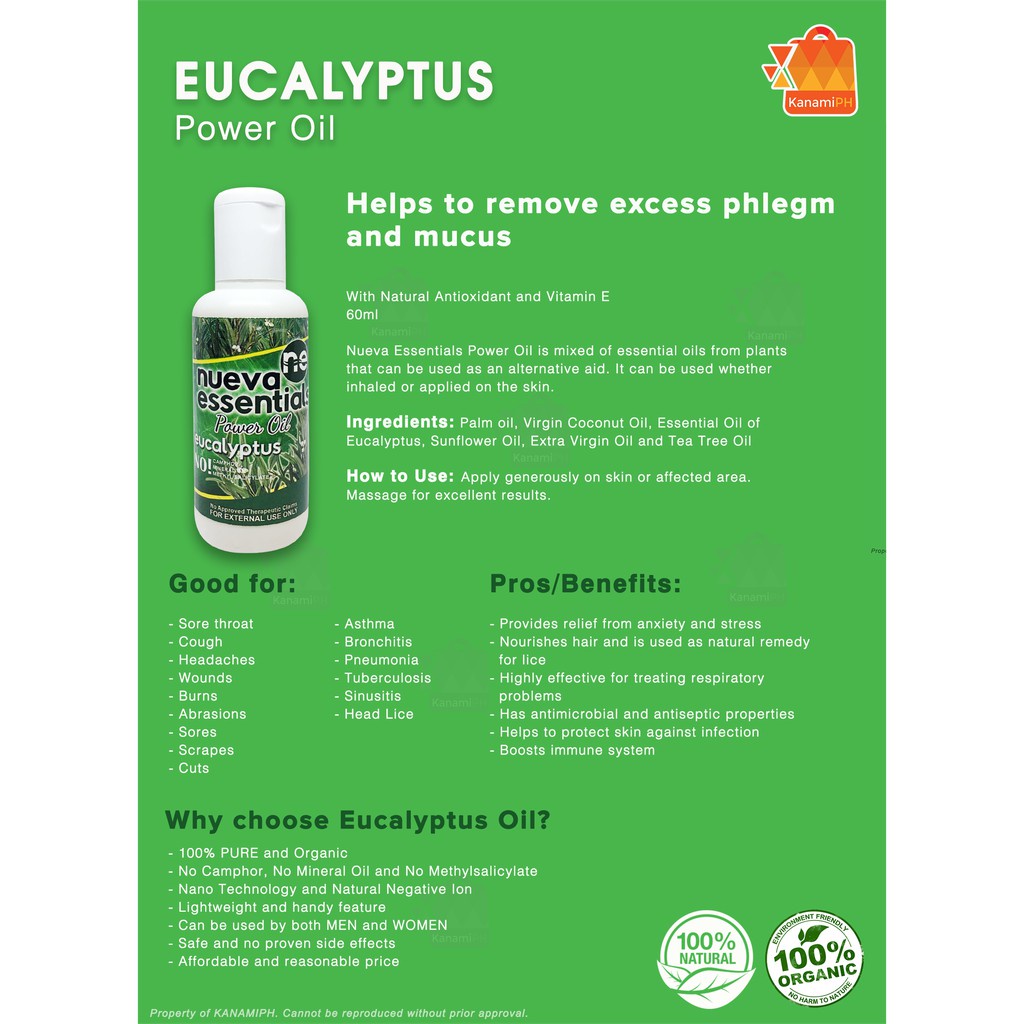 ♟100 PURE AND NATURAL EUCALYPTUS ESSENTIAL OIL 60ML Best for cough