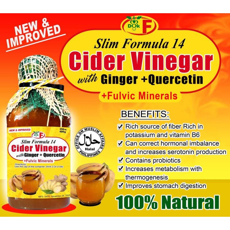 DOK F SLIM FORMULA 14 CIDER VINEGAR WITH GINGER + QUERCETIN 350ML (MAIN