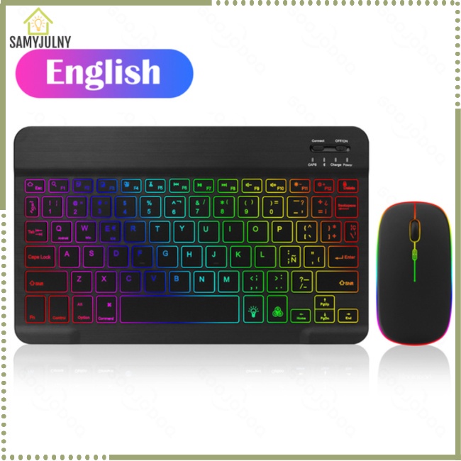 SAM Wireless Keyboard Mouse Ergonomic Design RGB Color Backlighting ...