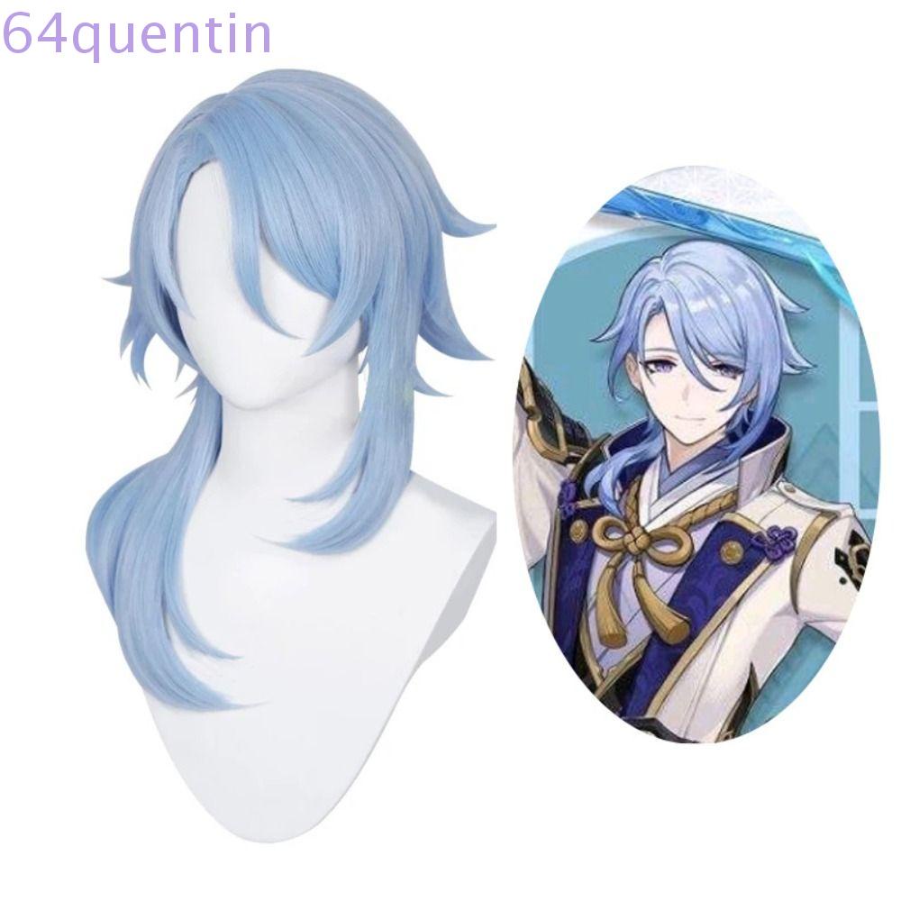 QUENTIN Kamisato Ayato Cosplay WigGradient Curly Smooth Natural ...