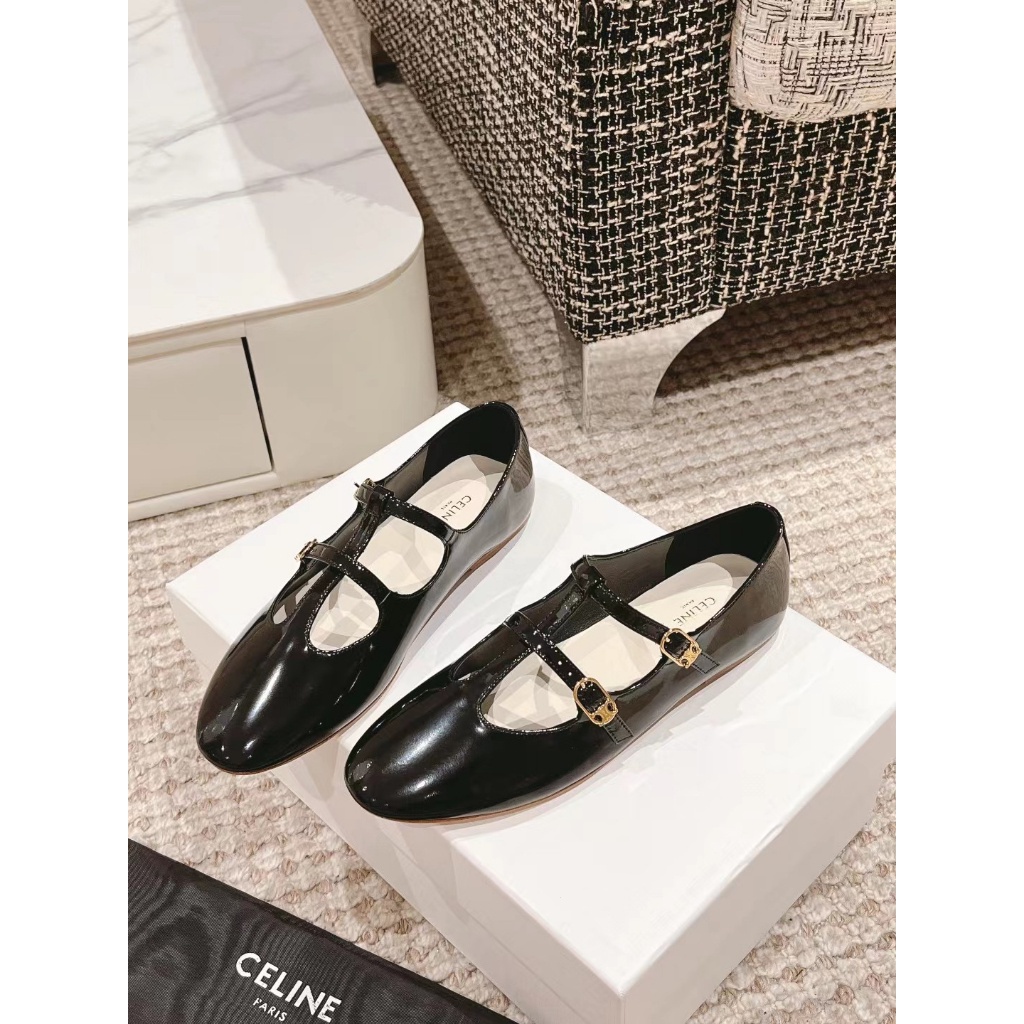 Celine Flat Mary Jane Shoes Women 2024 New Style All Match Flat