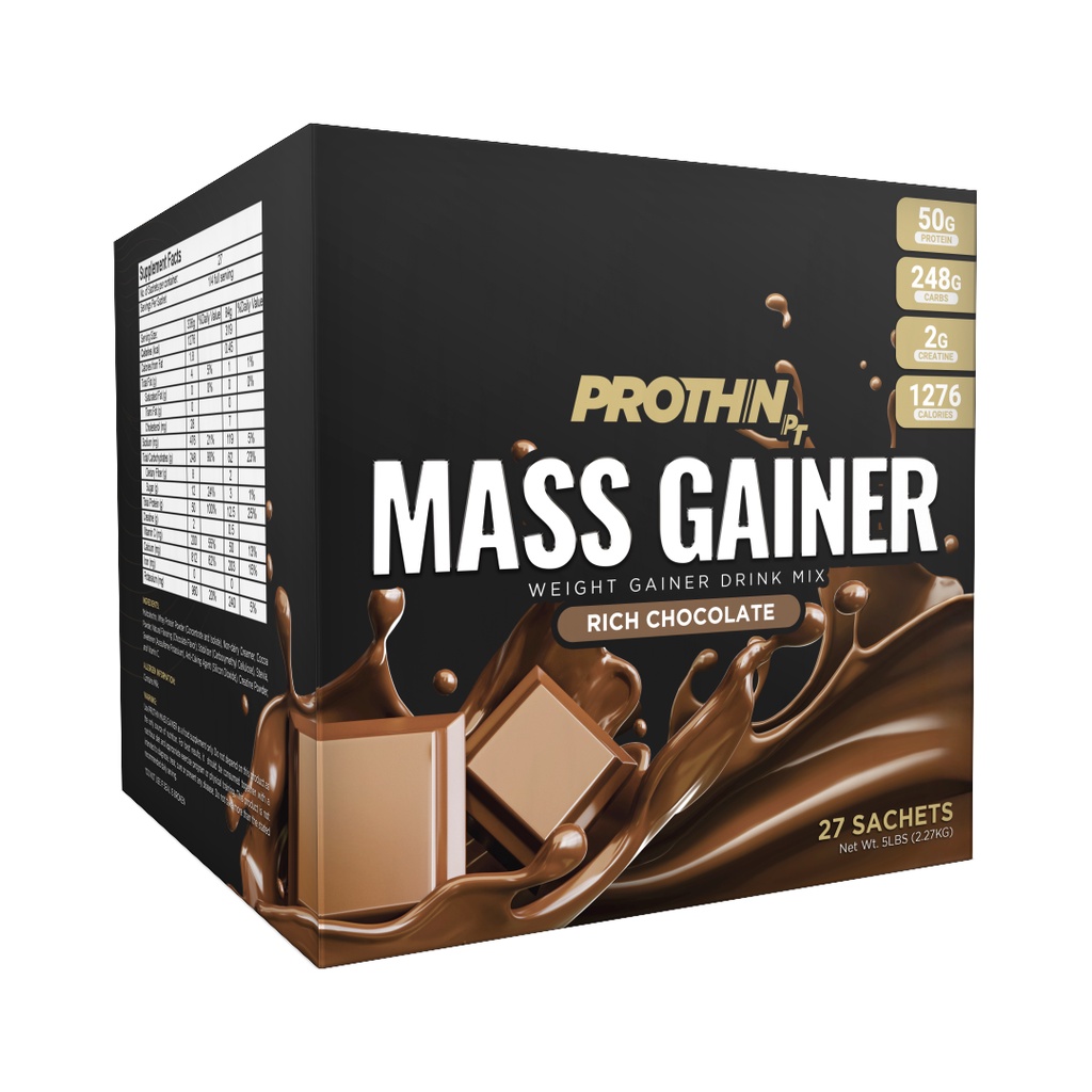Prothin Mass Gainer, Weight Gainer Drink Mix, 27 Sachets (5lbs, 2.27kg