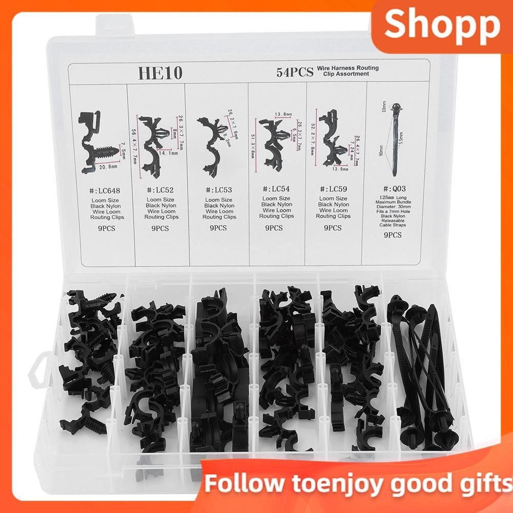 Shopp 54pcs Assorted Car Body Wiring Harness Fastener Wire Routing Clip ...