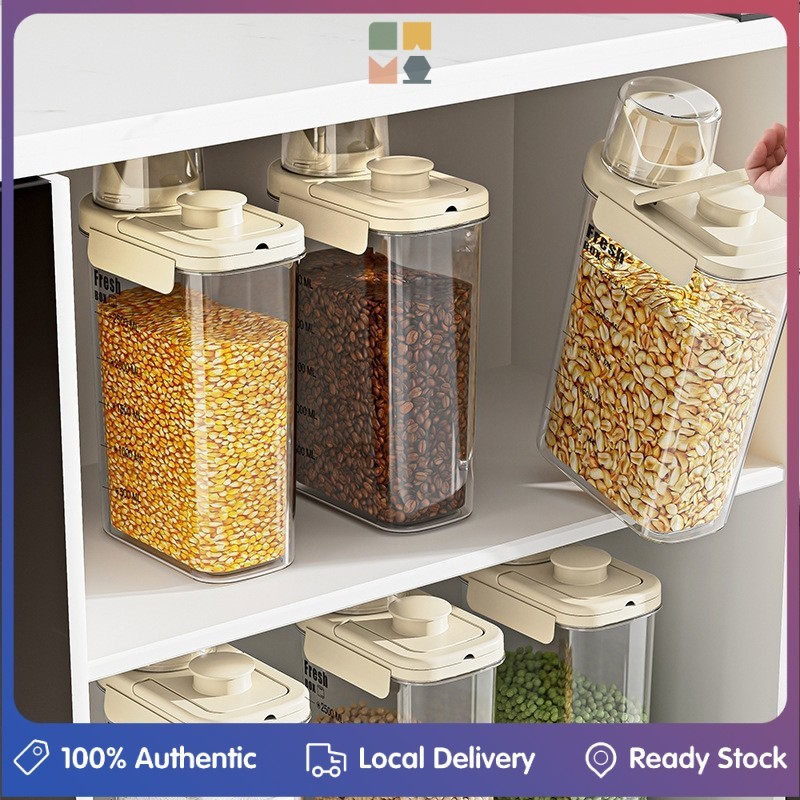 Flandre Leak Proof Kitchen Refill Canister with Measuring Cup Airtight ...