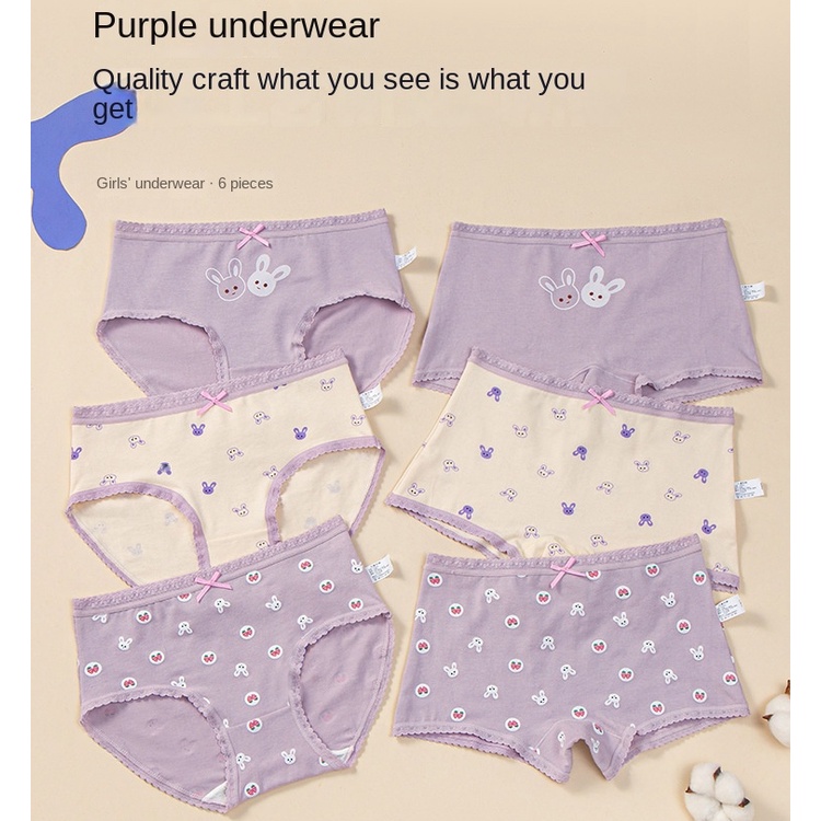 3 Pieces Children's Underwear Pure Cotton Girls' Boxer Briefs Cute ...