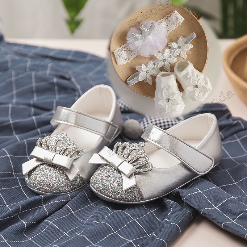 Princess Shoes Silver Shoes Baby Girl Infant Silver Glitter Ribbon