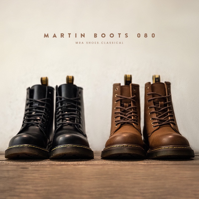 Maden Brand MRA Soft Leather Martin Boots Men's MidTop British Style HighTop Leather Shoes Men