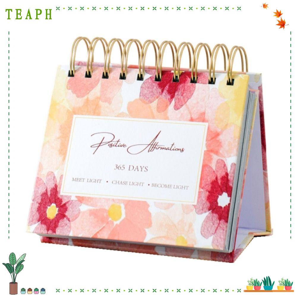 TEAPH Desktop Paper Calendar, Flower Paper Daily Yearly Agenda, 2024 ...
