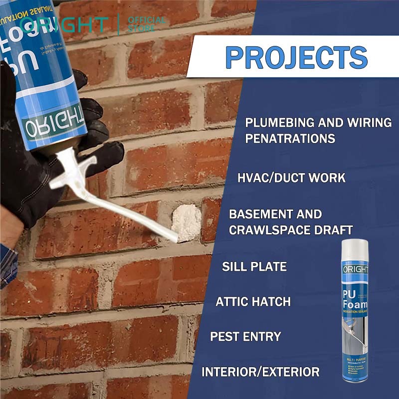 Oright Vira Polyurethane Foam PU Foam Spray Fills Cracks And Joints