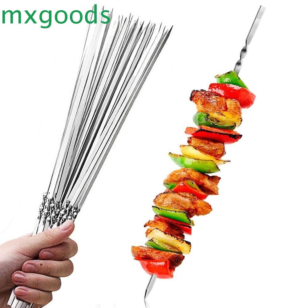 MXGOODS Barbecue Skewer Camping Flat Stainless Steel Roast Grill Meat