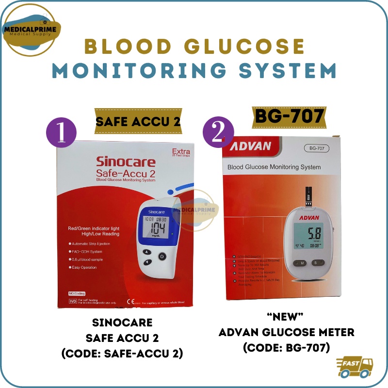 BLOOD GLUCOSE MONITORING SYTEM Complete Set ADVAN BG707 and