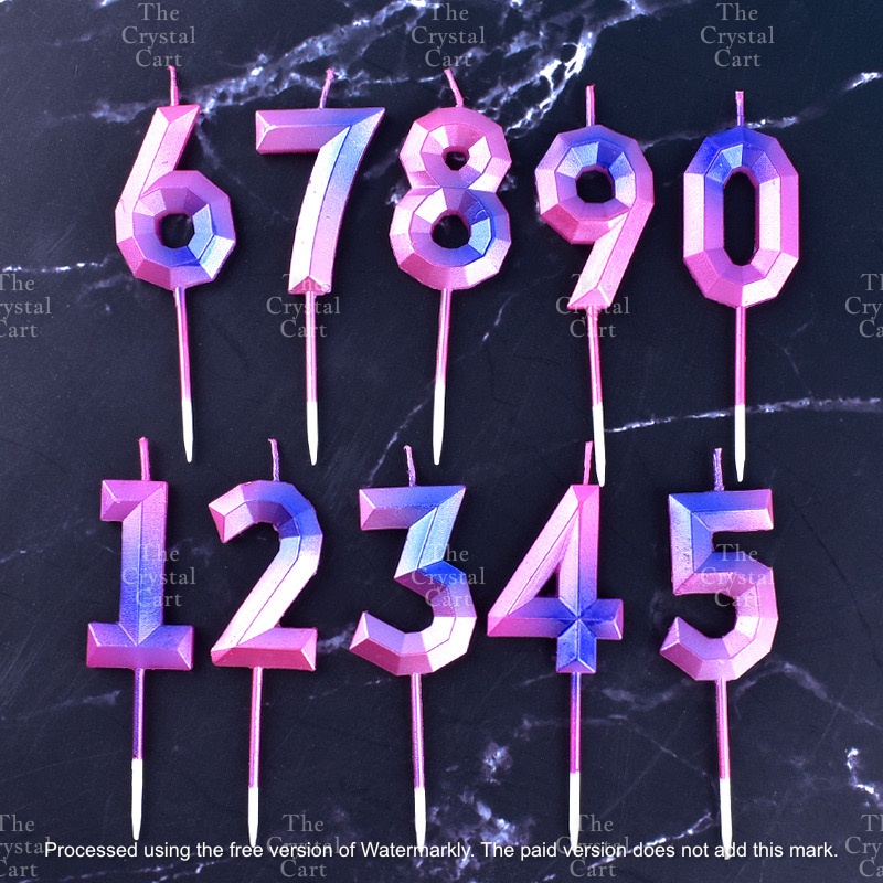 Ombre Creative 09 Gradient Number Candle Geometric Happy Birthday