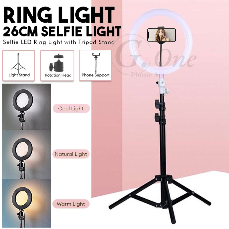 26CM Selfie LED Ring Light Stand and Phone Holder Photo Studio Dimmable ...
