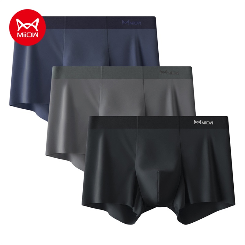 MiiOW 3pcs Ice Silk Man Underwear Boxers Metal Fiber Antistatic Men ...