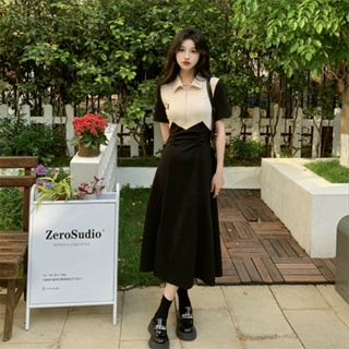 black semi formal dress korean church dress long dress elegant dress ...