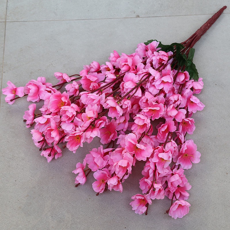 7 Heads Artificial Silk Cherry Blossom Flower Branch, Fake Fabric ...