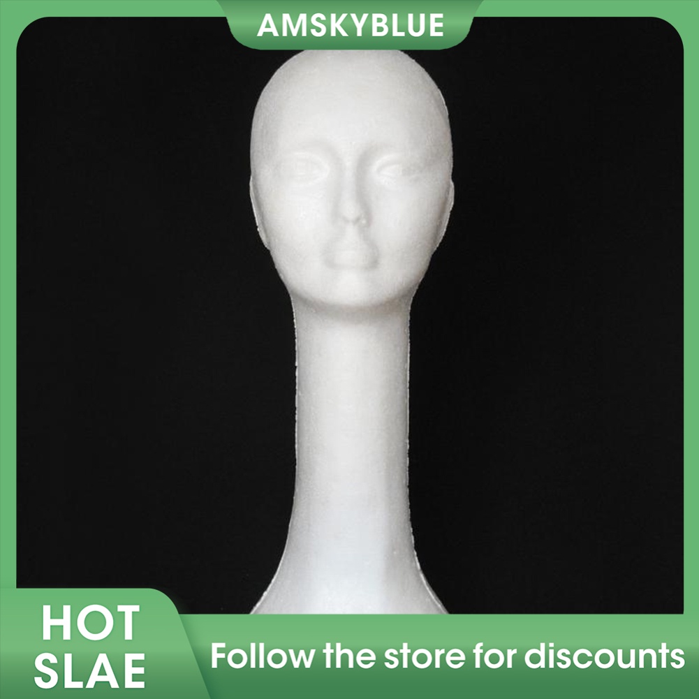 AMHHead Model Abstract Long Neck Foam Female Mannequin Wig Hat Glasses