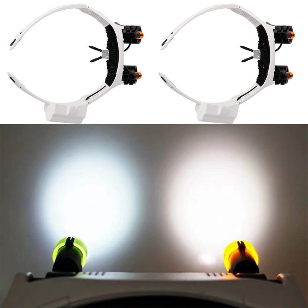 Adjustable LED Cold Warm Light Headband Magnifier Glass f Jewelry ...